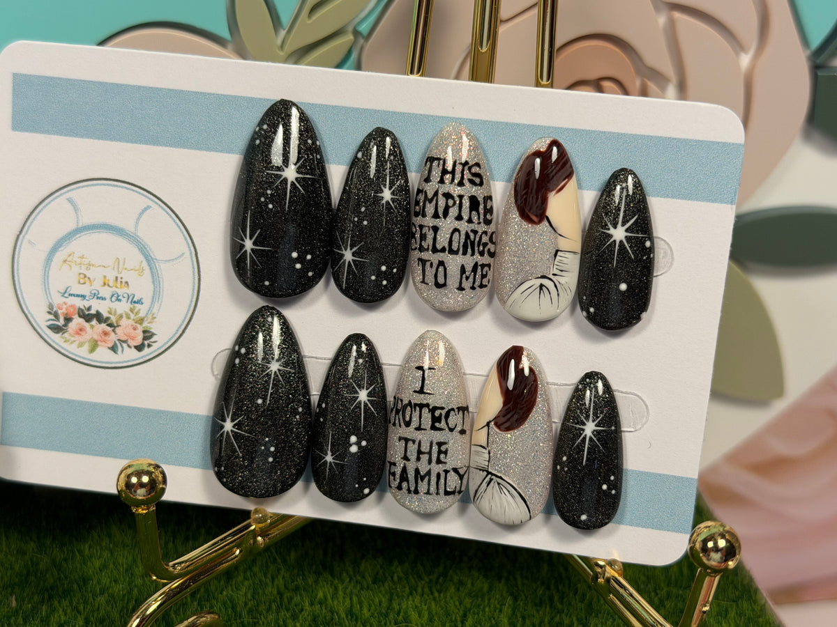 Her Empire | Black & Silver Empowerment Press On Nails