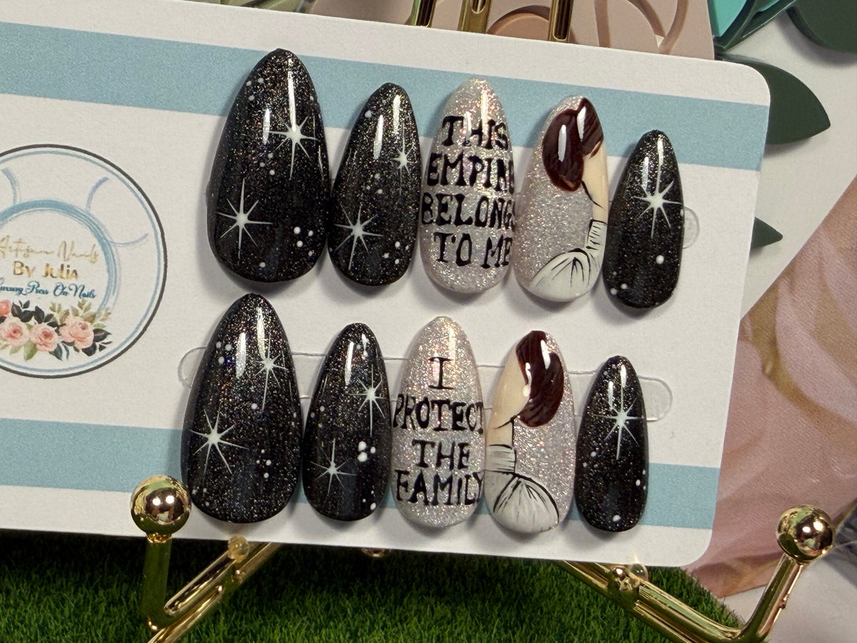 Her Empire | Black & Silver Empowerment Press On Nails