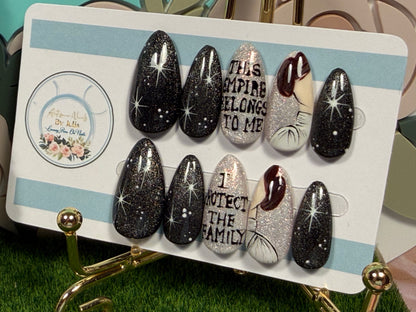 Her Empire | Black & Silver Empowerment Press On Nails