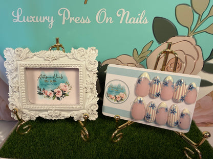 Limoncello | Blue Floral & Lemon French Press On Nails