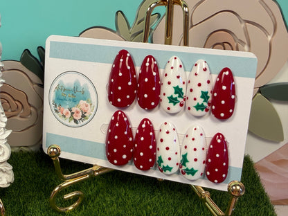 Holly Jolly | Holly Christmas Press On Nails