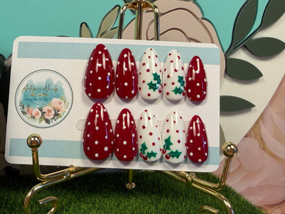 Holly Jolly | Holly Christmas Press On Nails