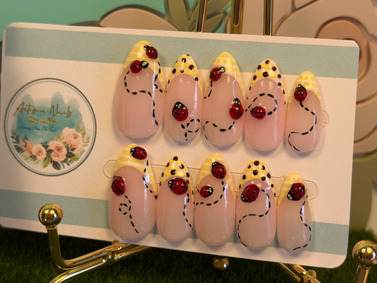 Lady Luck | Hand Painted Ladybird Press On Nails