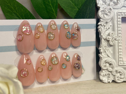 OPAL BUBBLES - Juego de 10 uñas encapsuladas en nácar