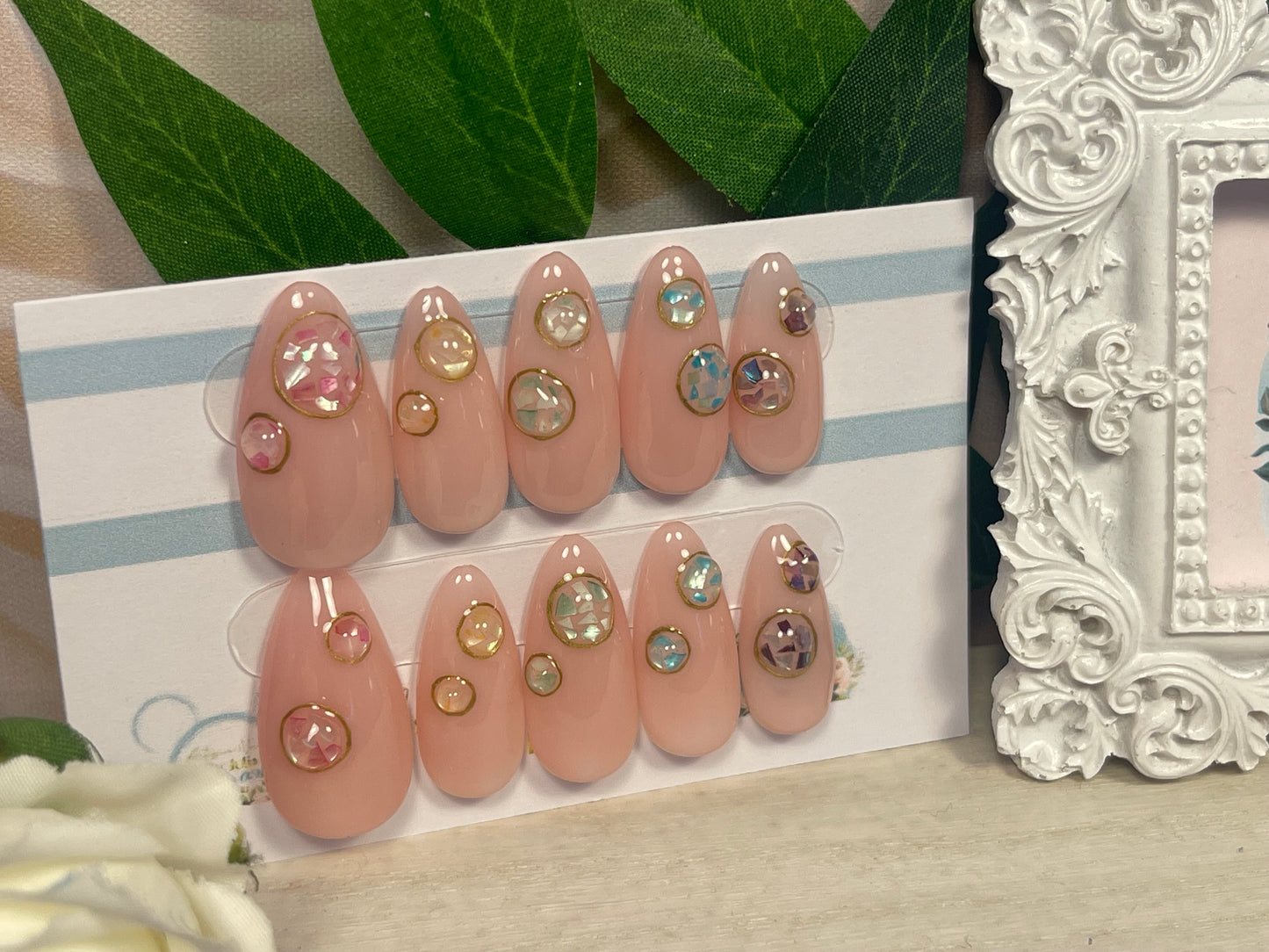 OPAL BUBBLES - Juego de 10 uñas encapsuladas en nácar