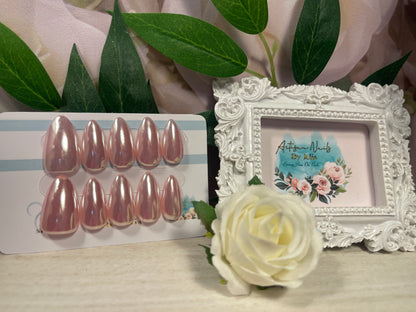 Shimmer - Set of 10 Chrome Glaze Rose nails