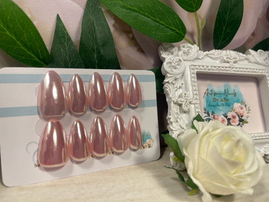 Shimmer - Set of 10 Chrome Glaze Rose nails