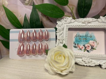 Shimmer - Set of 10 Chrome Glaze Rose nails