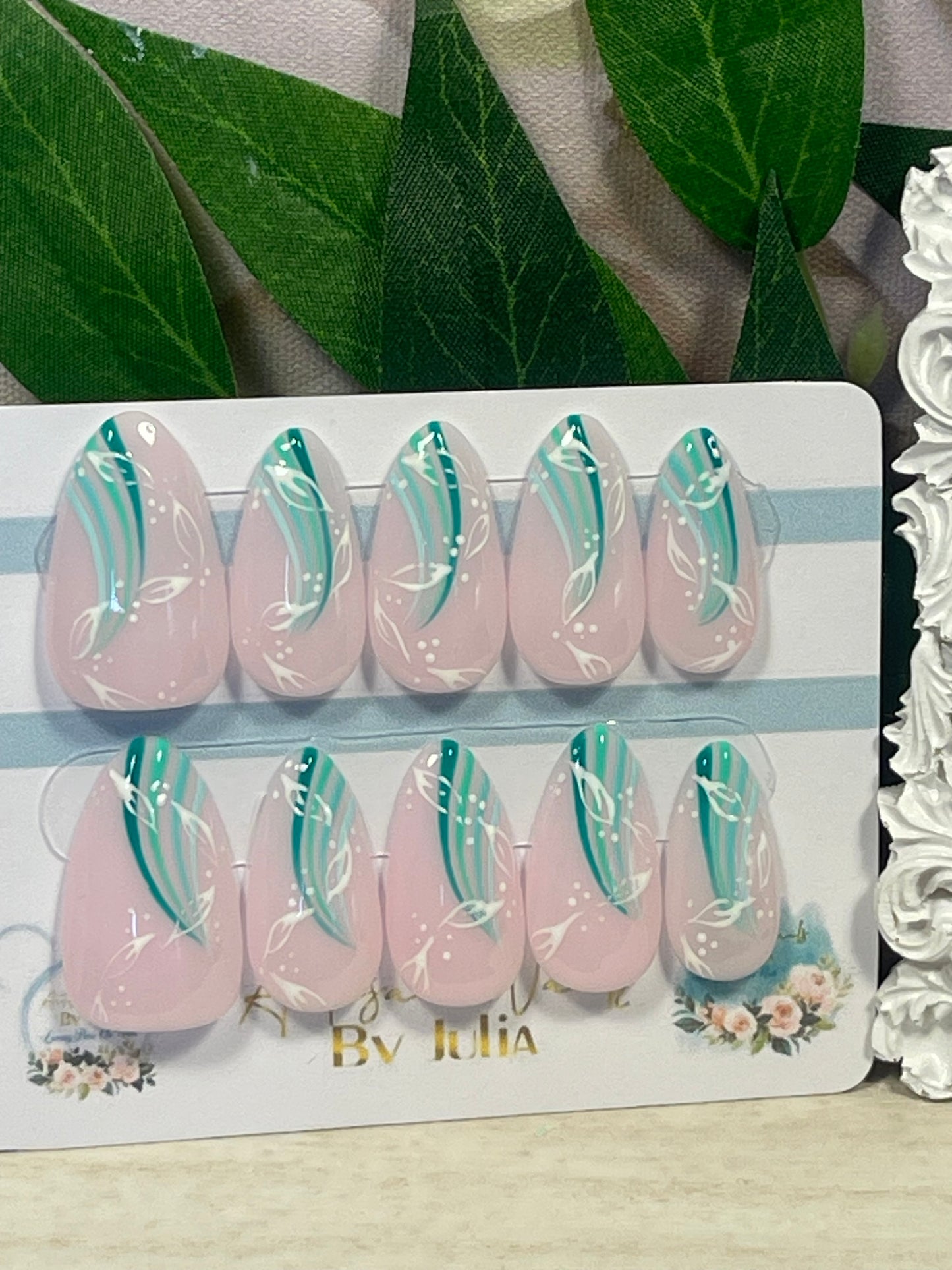 DAZZLE - Gel Press on Nails - Lot de 10 ongles arc-en-ciel avec étoiles - Fabriqué sur commande