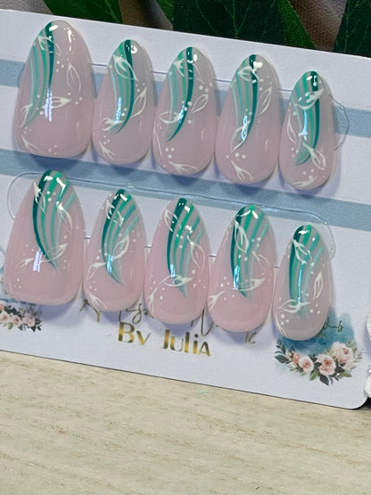 DAZZLE - Gel Press on Nails - Lot de 10 ongles arc-en-ciel avec étoiles - Fabriqué sur commande