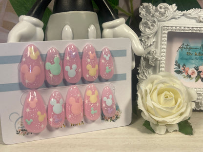MOUSE MAGIC - Set of 10 Pastel Mouse Silhouette Nails