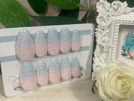 POLZEATH - Gel Press on Nails - Lot de 10 ongles Ocean Waves - Fabriqué sur commande