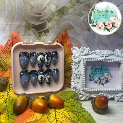 TWILIGHT - Gel Press on Nails - Lot de 10 ongles Fairy Midnight - Fabriqués sur commande