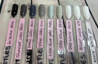 THE BLACK GREYS - Block colour or French Tip - Gel Press on Nails - Set of 10 Solid Colour or French Tip