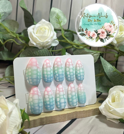 RAINBOW CROC - Set of 10 Rainbow Nails Crocodile Print