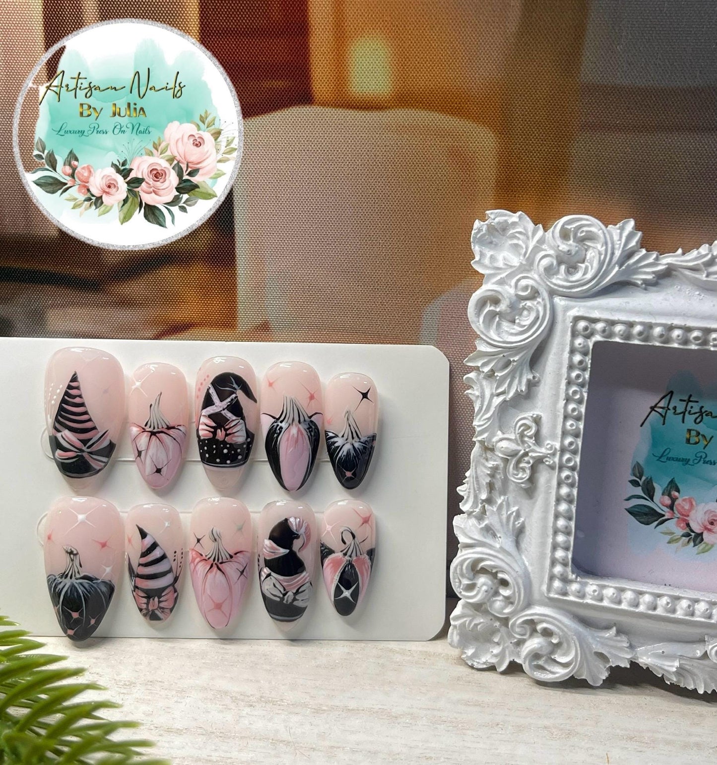 PINK WITCH - Set of 10 Coquette Themed Witch Nails