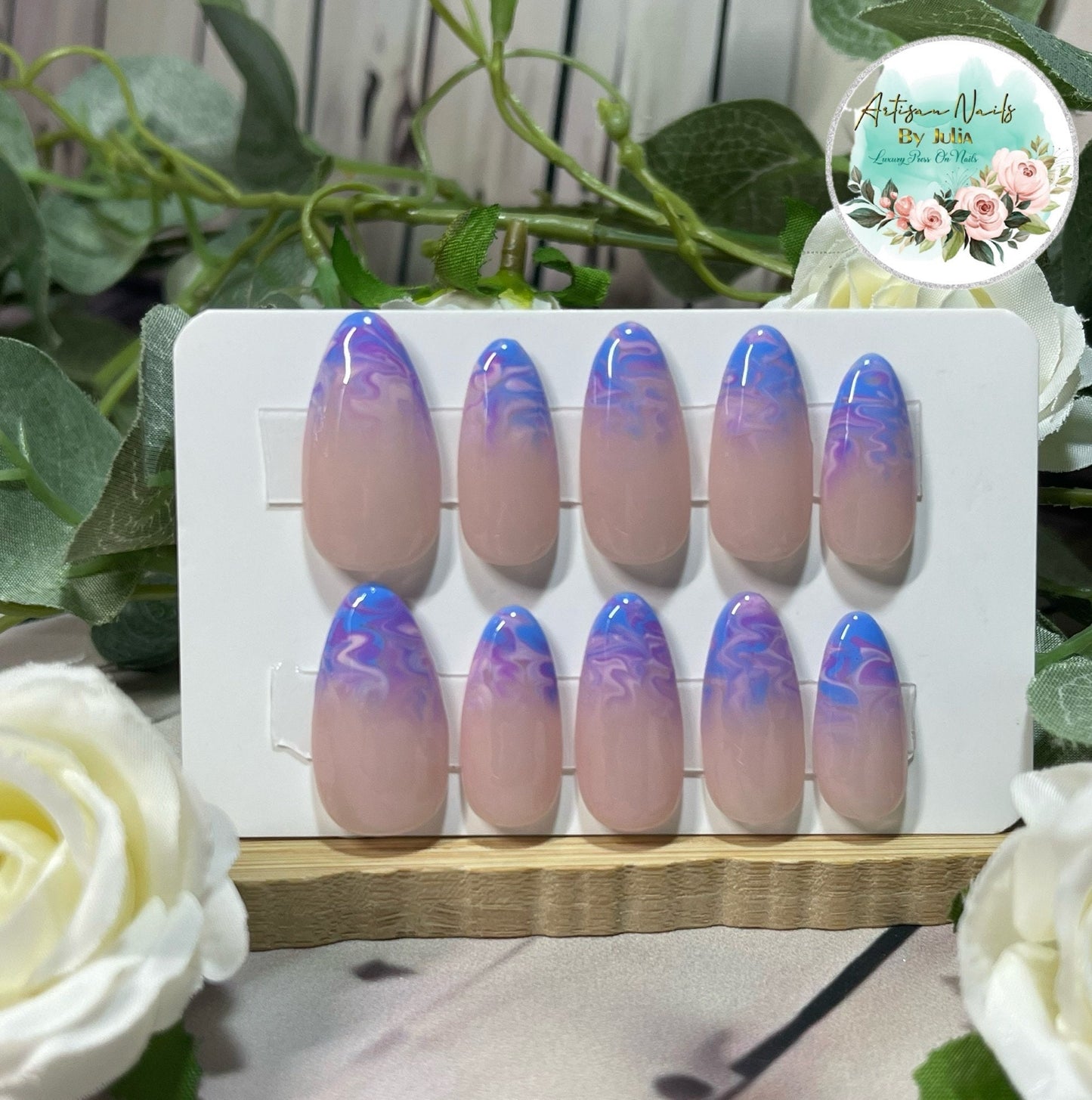 RENEGADE -Set of 10 Marble Tip Smoke Effect Nails