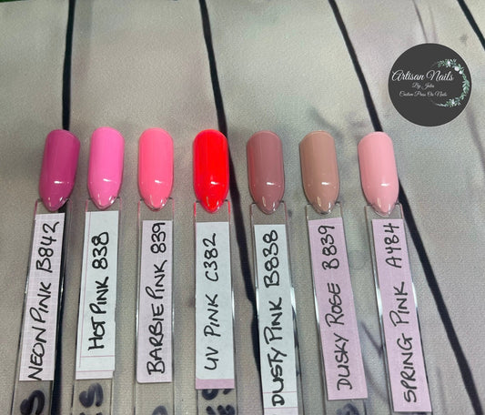 THE PINKS - Block colour or French Tip - Set of 10 Solid Colour or French Tip Nails