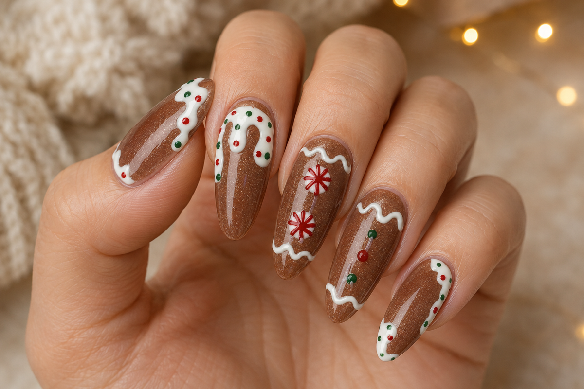Gingerbread Lane | Cat Eye Christmas Press On Nails