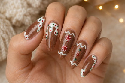 Gingerbread Lane | Cat Eye Christmas Press On Nails