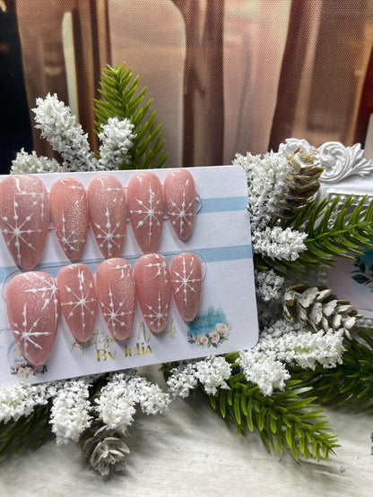 GRACEFUL - Ongles en gel à presser - Ensemble d'ongles neige œil de chat - Fabriqués sur commande