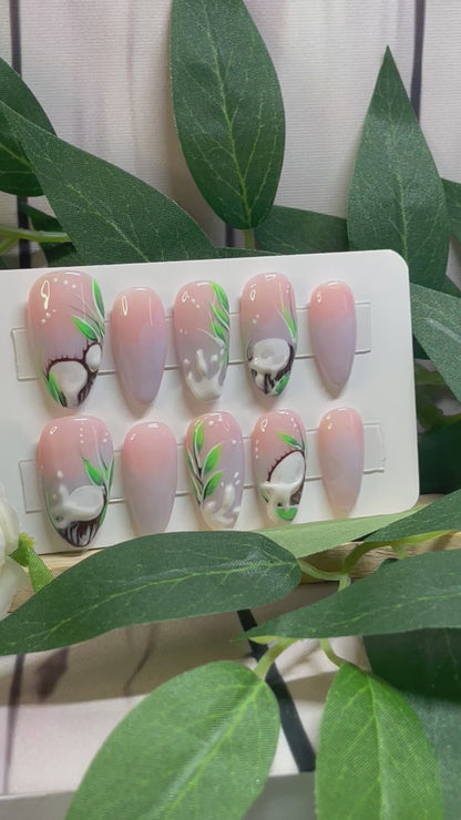 COCONUTS - Gel Press on Nails - Lot de 10 ongles 3D Ombré Coconut - Fabriqués sur commande