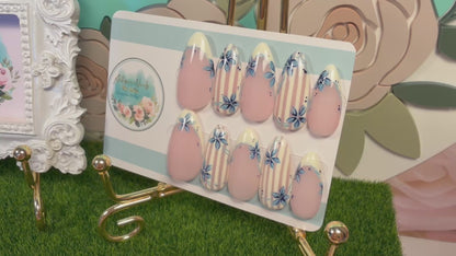 Limoncello | Blue Floral & Lemon French Press On Nails
