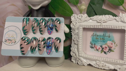 OHANA - Set of 10 Stitch and Palms inspired Nails