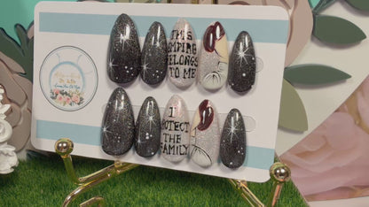 Her Empire | Black & Silver Empowerment Press On Nails