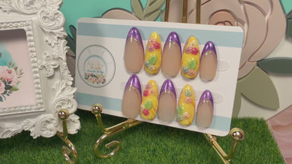 Gleam & Glow | Purple Floral Press On Nails