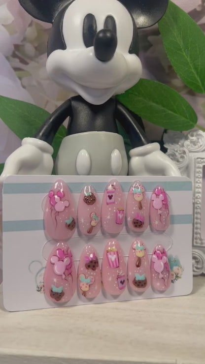 DISNEY FANCIES  - Set of 10 Pastel Disney Snack Inspired Nails