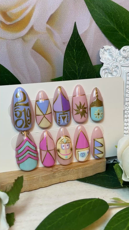 A SMALL WORLD  - Set of 10 Geometric Whimsical Nail inspired by Disney’s iconic ride
