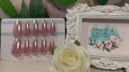 Shimmer - Set of 10 Chrome Glaze Rose nails